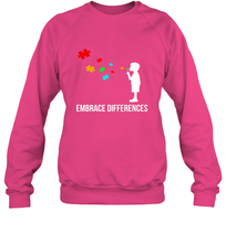 Load image into Gallery viewer, Embrace Differences  Support Autism Awareness Day Tee Crewneck Sweatshirt
