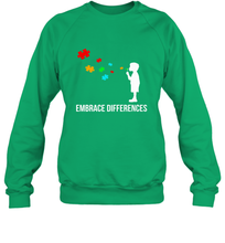 Load image into Gallery viewer, Embrace Differences  Support Autism Awareness Day Tee Crewneck Sweatshirt
