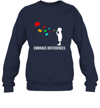Load image into Gallery viewer, Embrace Differences  Support Autism Awareness Day Tee Crewneck Sweatshirt
