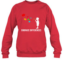 Load image into Gallery viewer, Embrace Differences  Support Autism Awareness Day Tee Crewneck Sweatshirt
