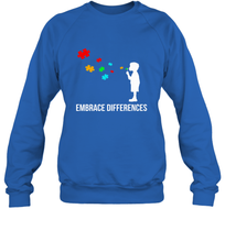 Load image into Gallery viewer, Embrace Differences  Support Autism Awareness Day Tee Crewneck Sweatshirt
