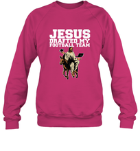 Load image into Gallery viewer, Jesus Drafted My Football Team Fantasy Football Crewneck Sweatshirt
