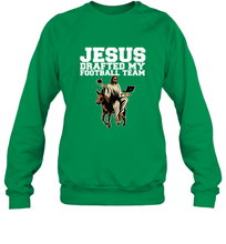 Load image into Gallery viewer, Jesus Drafted My Football Team Fantasy Football Crewneck Sweatshirt
