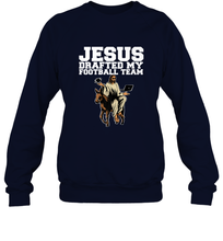 Load image into Gallery viewer, Jesus Drafted My Football Team Fantasy Football Crewneck Sweatshirt
