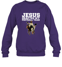 Load image into Gallery viewer, Jesus Drafted My Football Team Fantasy Football Crewneck Sweatshirt
