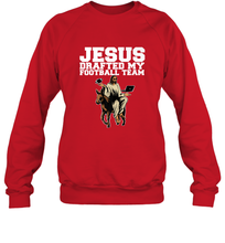 Load image into Gallery viewer, Jesus Drafted My Football Team Fantasy Football Crewneck Sweatshirt
