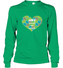 Load image into Gallery viewer, Love needs no words Autism Awareness DayT shirt Long Sleeve T-Shirt
