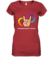 Load image into Gallery viewer, Neurodiversity Rocks Shirt Brain Autism Awareness Women's V-Neck T-Shirt

