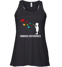 Load image into Gallery viewer, Embrace Differences  Support Autism Awareness Day Tee Women's Racerback Tank
