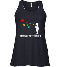 Load image into Gallery viewer, Embrace Differences  Support Autism Awareness Day Tee Women's Racerback Tank
