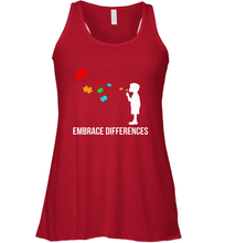 Load image into Gallery viewer, Embrace Differences  Support Autism Awareness Day Tee Women's Racerback Tank
