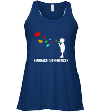 Load image into Gallery viewer, Embrace Differences  Support Autism Awareness Day Tee Women's Racerback Tank
