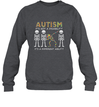 Load image into Gallery viewer, Autism it's a different ability Funny Dabbing skeleton Gift Crewneck Sweatshirt
