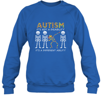 Load image into Gallery viewer, Autism it's a different ability Funny Dabbing skeleton Gift Crewneck Sweatshirt
