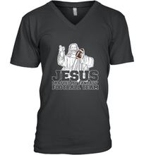 Load image into Gallery viewer, Jesus Drafted My Football Team Fantasy Football Draft Day Men's V-Neck

