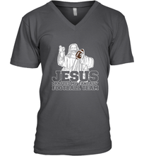 Load image into Gallery viewer, Jesus Drafted My Football Team Fantasy Football Draft Day Men's V-Neck
