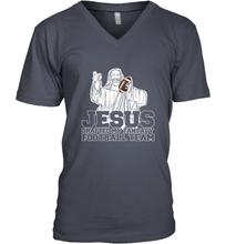 Load image into Gallery viewer, Jesus Drafted My Football Team Fantasy Football Draft Day Men's V-Neck
