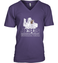 Load image into Gallery viewer, Jesus Drafted My Football Team Fantasy Football Draft Day Men's V-Neck
