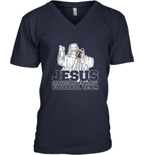 Load image into Gallery viewer, Jesus Drafted My Football Team Fantasy Football Draft Day Men's V-Neck
