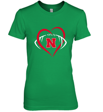 Load image into Gallery viewer, Nebraska Cornhuskers Large Heart  Football  Team Premium Women's Premium T-Shirt
