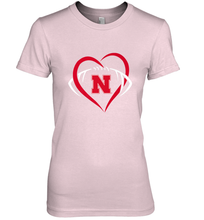 Load image into Gallery viewer, Nebraska Cornhuskers Large Heart  Football  Team Premium Women's Premium T-Shirt
