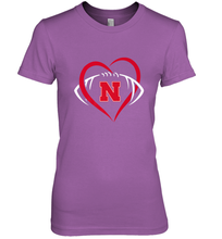 Load image into Gallery viewer, Nebraska Cornhuskers Large Heart  Football  Team Premium Women's Premium T-Shirt
