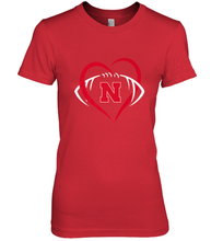 Load image into Gallery viewer, Nebraska Cornhuskers Large Heart  Football  Team Premium Women's Premium T-Shirt
