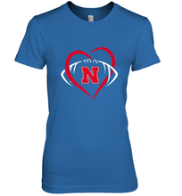 Load image into Gallery viewer, Nebraska Cornhuskers Large Heart  Football  Team Premium Women's Premium T-Shirt
