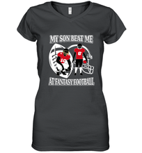 Load image into Gallery viewer, Son Beat Me Fantasy Football Team Draft Women's V-Neck T-Shirt
