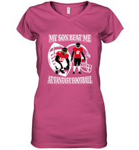 Load image into Gallery viewer, Son Beat Me Fantasy Football Team Draft Women's V-Neck T-Shirt
