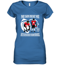 Load image into Gallery viewer, Son Beat Me Fantasy Football Team Draft Women's V-Neck T-Shirt
