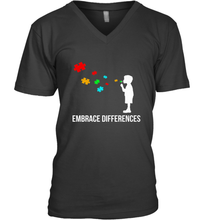 Load image into Gallery viewer, Embrace Differences  Support Autism Awareness Day Tee Men's V-Neck
