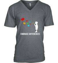 Load image into Gallery viewer, Embrace Differences  Support Autism Awareness Day Tee Men's V-Neck
