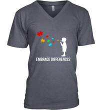 Load image into Gallery viewer, Embrace Differences  Support Autism Awareness Day Tee Men's V-Neck
