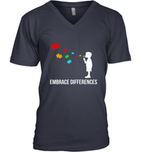 Load image into Gallery viewer, Embrace Differences  Support Autism Awareness Day Tee Men's V-Neck
