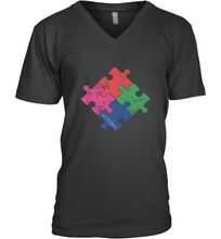 Load image into Gallery viewer, Autism Awareness Distressed T MaassSquad Men's V-Neck
