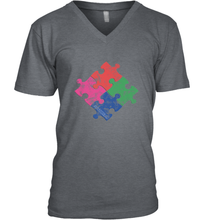 Load image into Gallery viewer, Autism Awareness Distressed T MaassSquad Men's V-Neck
