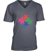 Load image into Gallery viewer, Autism Awareness Distressed T MaassSquad Men's V-Neck
