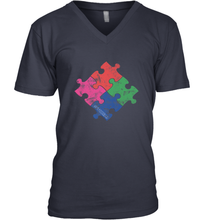 Load image into Gallery viewer, Autism Awareness Distressed T MaassSquad Men's V-Neck

