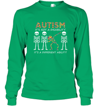 Load image into Gallery viewer, Autism it's a different ability Funny Dabbing skeleton Gift Long Sleeve T-Shirt
