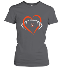 Load image into Gallery viewer, Virginia Cavaliers Large Heart  Football  Team Women's T-Shirt
