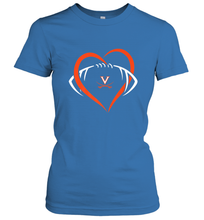 Load image into Gallery viewer, Virginia Cavaliers Large Heart  Football  Team Women's T-Shirt
