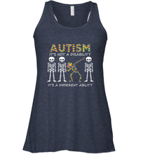 Load image into Gallery viewer, Autism it's a different ability Funny Dabbing skeleton Gift Women's Racerback Tank
