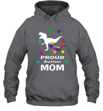 Load image into Gallery viewer, Proud Autism Mom T Rex Dinosaur Autism Awareness Hooded Sweatshirt
