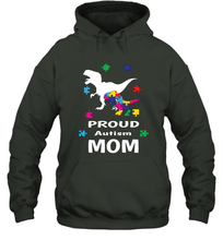 Load image into Gallery viewer, Proud Autism Mom T Rex Dinosaur Autism Awareness Hooded Sweatshirt
