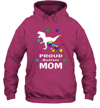 Load image into Gallery viewer, Proud Autism Mom T Rex Dinosaur Autism Awareness Hooded Sweatshirt
