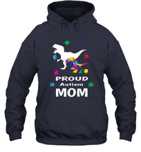 Load image into Gallery viewer, Proud Autism Mom T Rex Dinosaur Autism Awareness Hooded Sweatshirt
