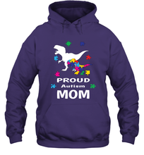 Load image into Gallery viewer, Proud Autism Mom T Rex Dinosaur Autism Awareness Hooded Sweatshirt
