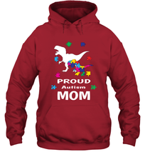 Load image into Gallery viewer, Proud Autism Mom T Rex Dinosaur Autism Awareness Hooded Sweatshirt
