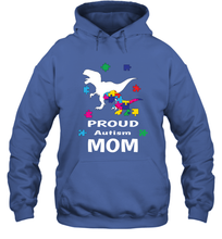 Load image into Gallery viewer, Proud Autism Mom T Rex Dinosaur Autism Awareness Hooded Sweatshirt
